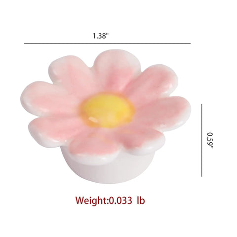 6 Pieces Ceramic Daisy Drawer Knobs Set For Nursery And Kids Room Cute Cabinet Pulls For Dressers And Furniture Baby Bathroom Decor Handles