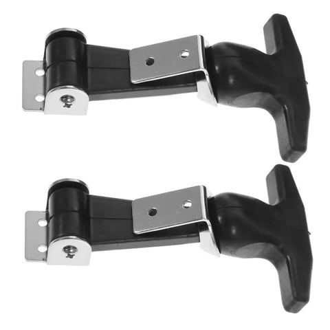 Stainless Steel T-Handle Draw Latch Set With Rubber Grip, shown in pair, designed for heavy duty toolbox and cooler use