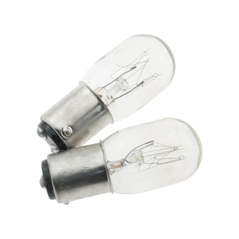 2 Pack 15W 120V Incandescent Sewing Machine Light Bulbs With Push In Base, clear glass bulbs with metal base