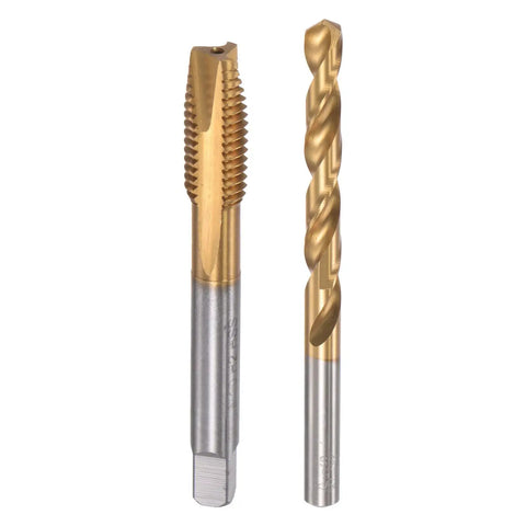 M10 By 1.5 Spiral Point Thread Tap And 8.5mm Twist Drill Bit Set For Metalworking High Speed Steel Titanium Plated 6542