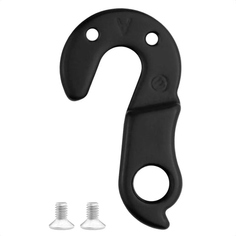 Derailleur Hanger Replacement for Mountain Bikes and Road Bicycles - Fits Diamondback Overdrive, Raleigh Talus and More, Part 32-68-412 HW-DHG-016, Restores Precise Shifting and Smooth Gear, black aluminum, with screws visible