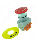 Latching Mushroom Emergency Stop Button DPST 1NO 1NC 10A 660V AC Panel Mount Heavy Duty Stop Switch With Clear Tactile Per Press And Quick Install For Industrial Machinery Control, red button with STOP ring