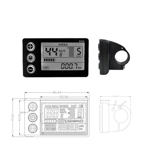 Electric Bicycle LCD Display Meter 24V 36V 48V With UART Plug Big Screen Control Panel For E Bike Battery Status Speed Ride Data And Diagnostics Durable ABS Build Easy Plug And Play
