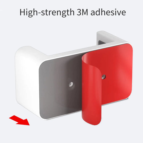 Dyson V7 V8 Wall Mount Storage Holder with visible 3M adhesive backing for easy install, white color, angled view