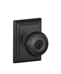 Georgian Door Knob With Addison Trim In Matte Black Keyed Entry Lock Set For Front Door showing front view