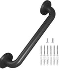 Industrial Metal Stairs Grab Bar Handrail For Indoor Outdoor Stairs And Wall Mount Matte Black 12 Inch Grip Rail With 300 Pound Weight Capacity Powder Coated Rust Resistant Safety Grab Handle with installation screws