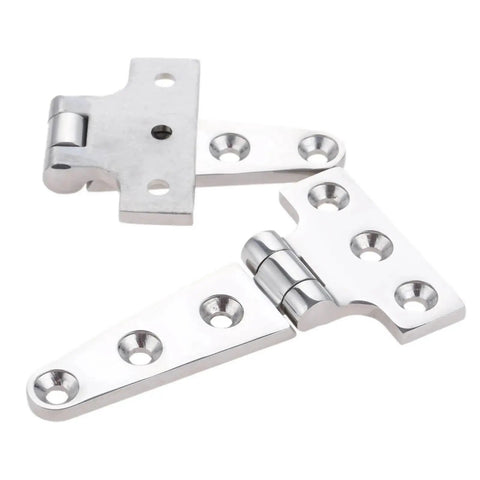 316 Stainless Steel T Shape Hinges Set For Boats And Yachts, featuring beefy heavy-duty marine grade hinges for caravan cabinets, sheds.