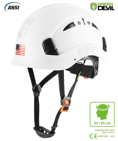 Side view of Lightweight Ventilated Safety Helmet Hard Hat With 6 Point Suspension, ABS Construction, Pro Grade Gear