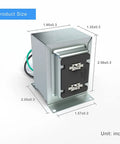 3D rendering of 16V 30VA Hardwired Doorbell Transformer with dimensions in inches, for multiple door chimes and video doorbells.