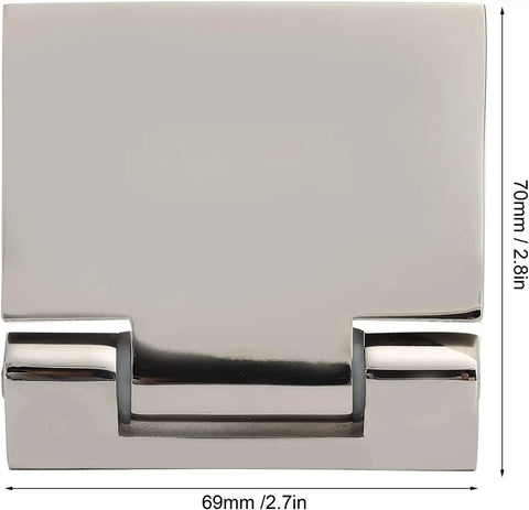 Top Shelf Heavy Duty Frameless Glass Door Hinges Constructed From Premium Corrosion Resistant 304 Stainless Steel, shown in a sleek design.