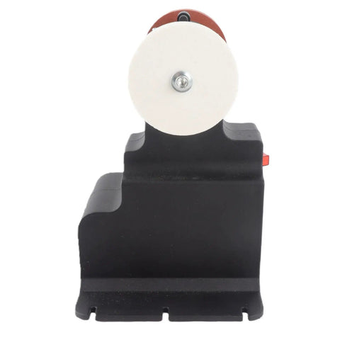 Hamwesh 250W Mini Bench Grinder showing the front view, featuring one white and one brown grinding wheel for precision work.