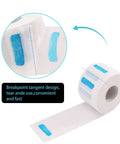 IOOROSE disposable barber neck strips, white paper with blue tear marks on a roll