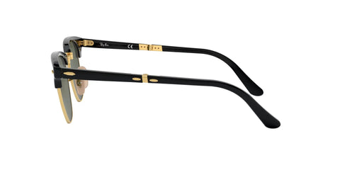 Side view of Clubmaster Folding Sunglasses 901 Black With G15 Green Crystal Lenses 51mm Square Frame Unisex Eyewear For Men And Women