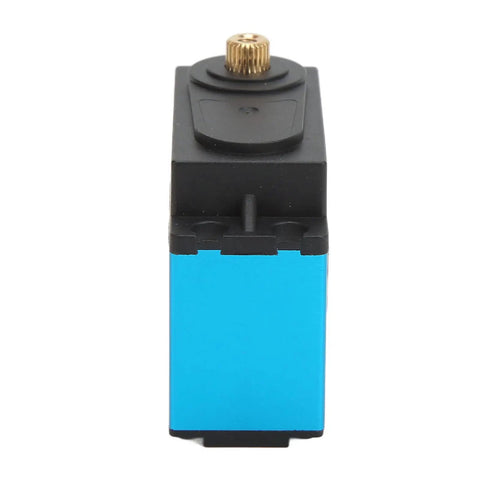 Beefy Digital Servo Featuring Rock Solid Metal Gears And Coreless Motor Waterproof Design Delivers Lightning Quick Response Plus 25 Kilogram Torque For 1 10 Scale Rcs Measuring 40 By 5mm Blue, side view showing metal gears.