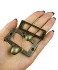 Six Pack Antique Brass Label Frame Card Holder Drawer Pulls For Cabinets And Drawers 2.12 By 1.18 Inch Zinc Alloy Durable Hardware