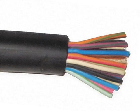 Heavy Duty 18 AWG 24 Conductor SOOW Portable Cord Cable Black 600V Industrial Grade Power Lead Flexible Outdoor Extension 300 Ft Roll Rugged Weather Resistant Cable for Workshop Construction and Outdoor Use Tough Flexible Corrosion Resistant black 24-conductor cable end