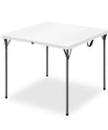 34 Inch Square Folding Table For Four With 330 Lbs Capacity Built Tough HDPE Top And Heavy Duty Steel Legs For Portable Indoor Outdoor Parties Camping White