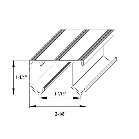 Diagram of Beefy 106 Inch Double Track Sliding Closet Door Hardware Kit For 2 Or 3 Bypass Doors Up To 100 Lbs Per Door Ceiling Mounted Top Hung Track Cut To Fit Silver Finish.