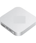 Straight Up Slick Type C Hard Drive Enclosure Dock And Multi Interface Converter With Sd Tf Card Reader Usb4 Transfer Hub featuring a compact silver design with multiple ports.