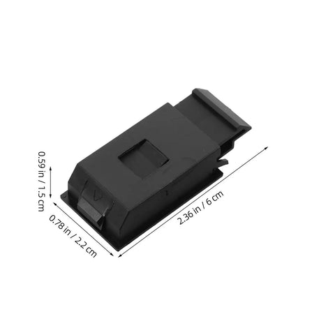 Black rectangular latch lock from 4 Pack Plastic Latch Lock For Distribution Boxes And RV Doors, with dimensions shown.