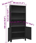 Built Tough Industrial Steel Book Cabinet With Shelves And Doors In Anthracite Finish For Home Or Office, 31.5x12.6x70.9 Inches.