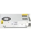Heavy Duty Switching Power Supply Crushes 350 Watts At 36 Volts With 9 Point 7 Amps, metal casing, rear view, industrial use.