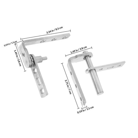 Dual Rotation Stainless Steel Pivot Door Hinge Set For Hidden Doors With Wide Opening Angles Shown With Dimensions