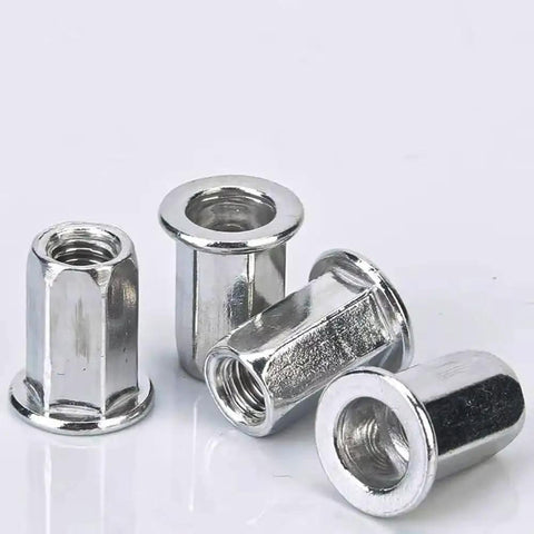 Flat Head Hex Blind Rivet Nut Aluminum Alloy Set For One Side Installations No Rotation Hex Profile Threaded Caps M4 M5 M6 M8
