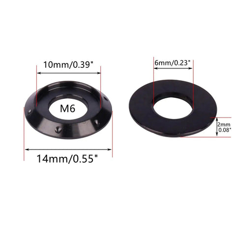 10 Pcs Titanium Flange Washers Set M5 M6 M8 M10 For Motorcycle And Car, Grade 5 6AL-4V Titanium Alloy, showing M6 dimensions