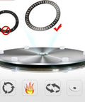 Heavy-Duty 39 Inch Lazy Susan Tabletop Serving Tray Made of Explosion-Proof Tempered Glass, showing rotation mechanism