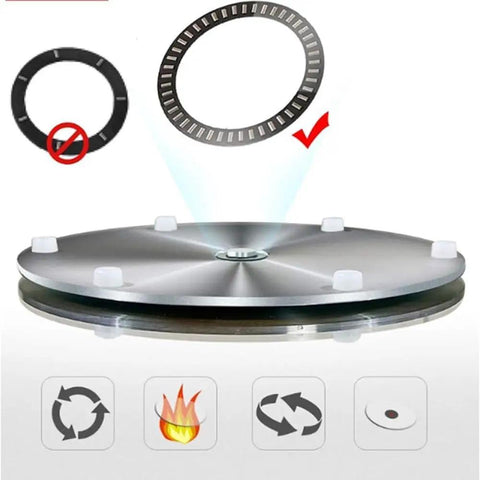 Heavy-Duty 39 Inch Lazy Susan Tabletop Serving Tray Made of Explosion-Proof Tempered Glass, showing rotation mechanism