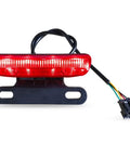 Slick E Bike Tail Light With Smart Brake Sensor For 36V To 48V Systems Ensures Your Night Rides Are Super Safe And Totally Lit For All The Commuters In Town., red ABS e bike tail light with wiring harness and mounting bracket