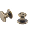 Flat Head Copper Screws And Nuts Rivet Set For Leather Crafting, Brass 8mm Decorative Studs on white background
