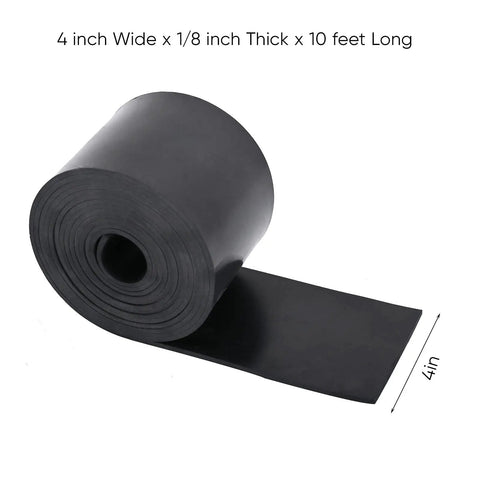Heavy Duty Rubber Sheet For DIY Projects One Eighth Inch Thick 4 Inch Wide 10 Feet Long Neoprene Material For Gaskets Pads Seals Anti Vibration Anti Slip Flooring And Crafts