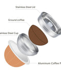 Stainless Steel Reusable Coffee Pods Compatible With Vertuo Next Empty Aluminum Pods In 80ml 150ml And 230ml Sizes 6 Pack Plus 1 Tamper