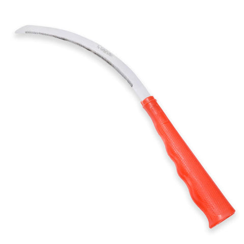 Stainless Steel Beast Billhook Sickle For Brush Clearing And Weeding, 12.2 Inch Curved Sawtooth Blade Garden Tool with Red Handle