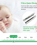 Sleeping baby beside Six Pairs 21 Inch Undermount No Slam Soft Close Drawer Slides With 100 Lb Capacity, showing noise level.