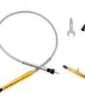Gold One Eighth Inch Flex Shaft Adapter For Rotary Tools Pro Grade Flexible Shaft Attachment shown with wrench and components