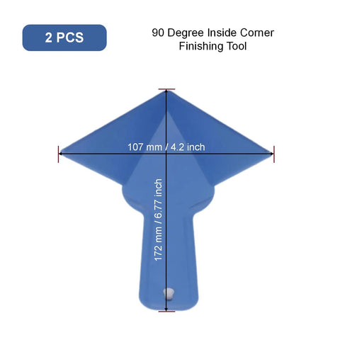2 Pack 90 Degree Inside Corner Trowel For Drywall Mudding And Taping Plastic Slick Pro Grade Corner Finishing Tool with dimensions