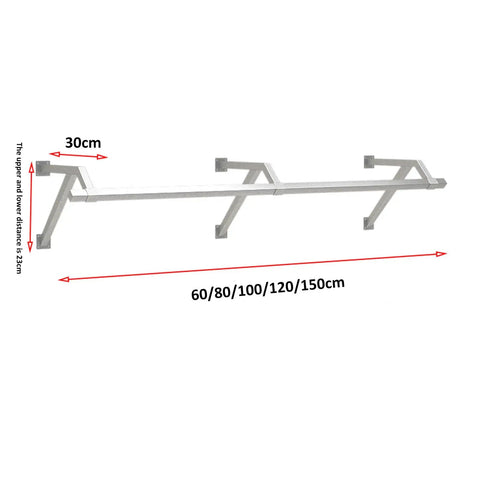 Industrial Pipe Wall Shelf Rustic Metal Display Rack for clothing and laundry, dimensions 60/80/100/120/150cm