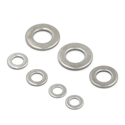 Flat Washer Set Stainless Steel 304 M1.6 M2 To M12 High Resilience Gasket Kit 50 Pcs Heavy Duty Metal Fasteners For Hardware Furniture Medical Equipment Rail And More, assorted washers