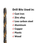 10 Pcs 7 64th Inch Impact Hex Drill Bit Set With Quick Change Driver HSS Black Gold Bits for Copper Aluminum Zinc Wood Plastic