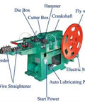 Automatic High Speed Nail Making Machine For Steel And Iron Wire Nails Heavy Duty Nail Production Equipment For Construction Hardware Industry Customizable Models For Efficient Fastener Fabrication with wire feeder and flywheel