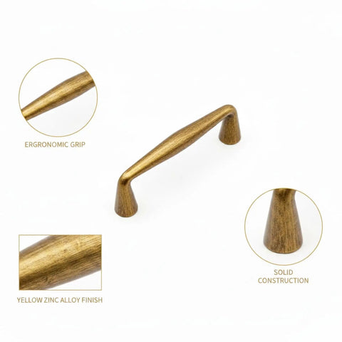 Yellow Zinc Alloy Cabinet Pulls For Kitchen Cabinets Wardrobes And Drawers Retro Hardware Handles With Screws Durable Solid Zinc