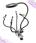 LED Magnifying Glass Table Lamp with Adjustable Brightness and Color Temperature for DIY Pro Grade Crafts Jewelry Making Welding Repair and Reading Hands Free Workbench Magnifier Light with clamp base