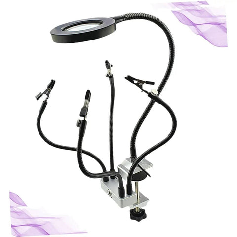 LED Magnifying Glass Table Lamp with Adjustable Brightness and Color Temperature for DIY Pro Grade Crafts Jewelry Making Welding Repair and Reading Hands Free Workbench Magnifier Light with clamp base