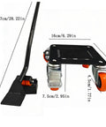 Super Heavy Duty Furniture Mover Dollies That Spin 360 Degrees Easy With Pry Bar And Heightening Pads close-up with dimensions and details.