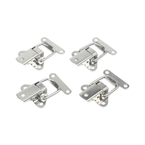 4-pack stainless steel draw latches, 304 butterfly buckle clips for flight cases, tool boxes, cabinets, guitar gear, silver 5.5x3.8 cm.