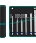 Top-notch 6 Piece Alloy Steel Roll Pin Punch Set With Flat Chisel And Cone Punch Tools Perfect For Watch Repair Machinery Maintenance and Industrial Workshop Jobs Featuring Multiple Sizes For Total Toughness, six-piece set in case