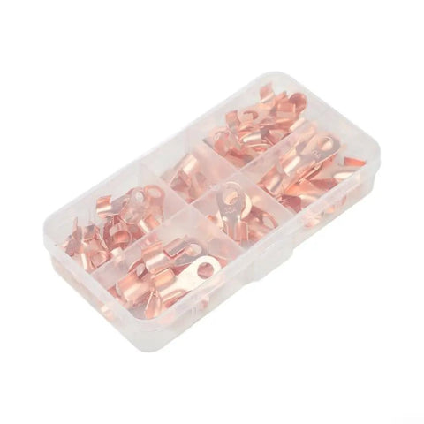 Awesome 70 Piece Ring Terminals Kit With OT10A To 50A Crimp Lugs For Heavy Duty Wire Connections And Welding Cables In Diverse Sizes For Pro And DIY Projects That Need Solid Conductivity And Easy Assembly, copper ring terminals in plastic organizer box